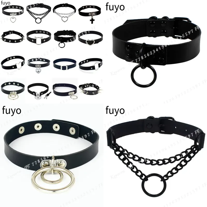 Magnetic Clasp Cosplay - 섹시한 펑크 가죽 초커 칼라 본디지