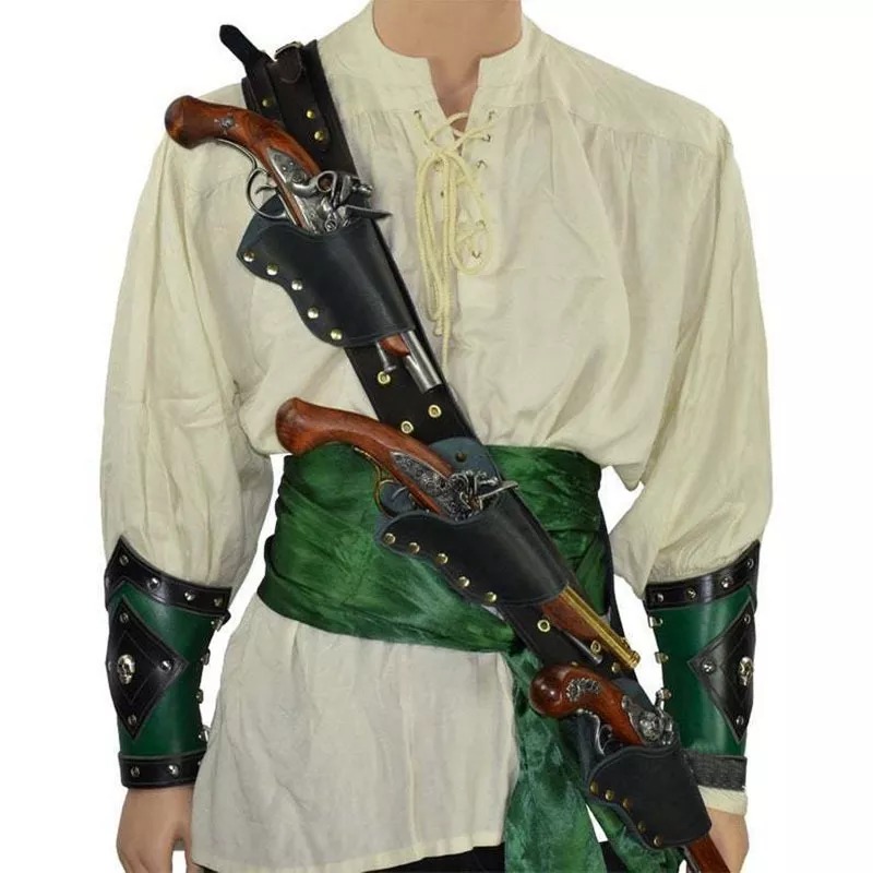 Cosplay Prop Pistol - 르네상스 해적 플린트락 권총 홀스터 캡틴