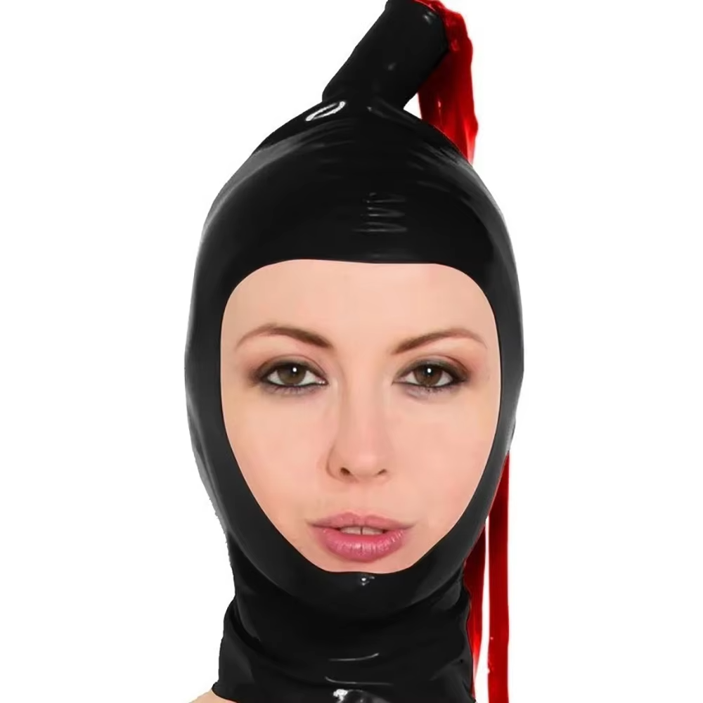 검은색 라텍스 후드와 라텍스 포니테일 가발 오픈 페이스 - Cosplay Prop Paint 리뷰 및 가격