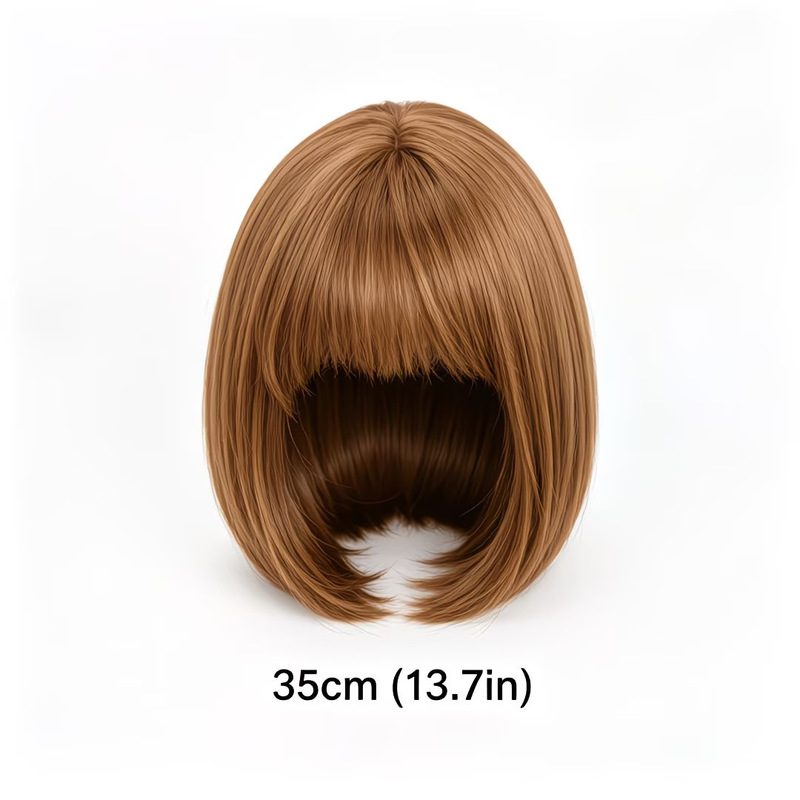 가벼운 앞머리가 있는 짧은 보브 가발, 연한 갈색, 사 - Wig Fiber Net 리뷰 및 가격