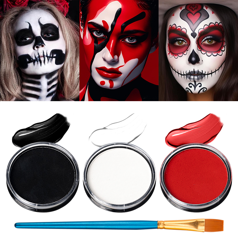 3개입 블랙 화이트 레드 수성 페이스 페인트 세트 (무 - Cosplay Prop Paint 리뷰 및 가격