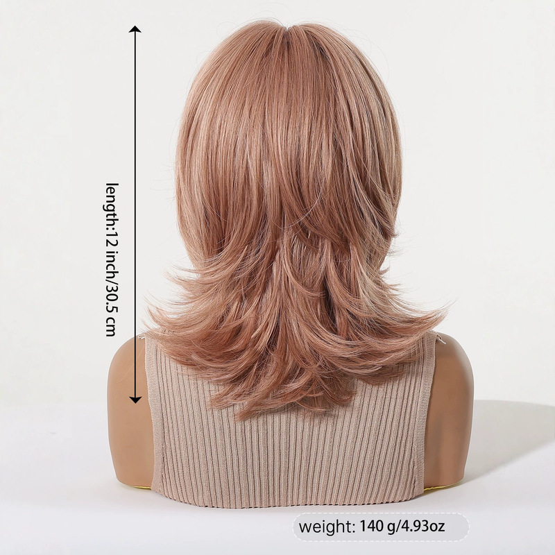 앞머리 있는 여성용 가발, 울프테일 컬, 핑크색 짧은  - Wig Fiber Net 리뷰 및 가격