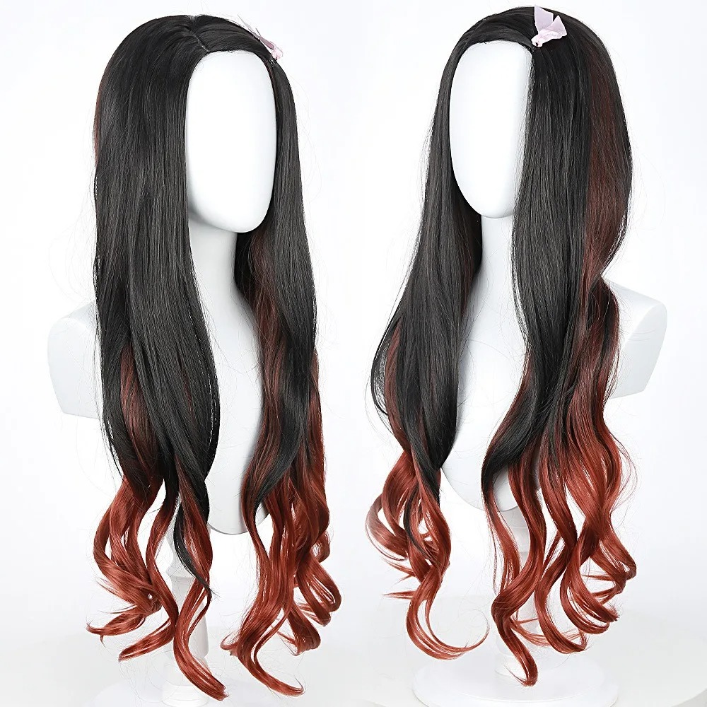 블랙 다크 레드 그라데이션 컬러 곱슬머리 긴머리 네즈코 - Wig Fiber Net 리뷰 및 가격